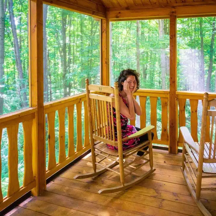 Freaking out about how great our private screened-in porch was.