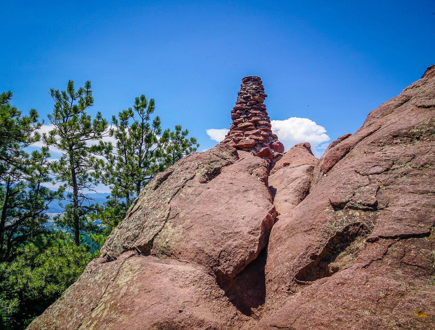 A rock tower at the summit of Green Mountain