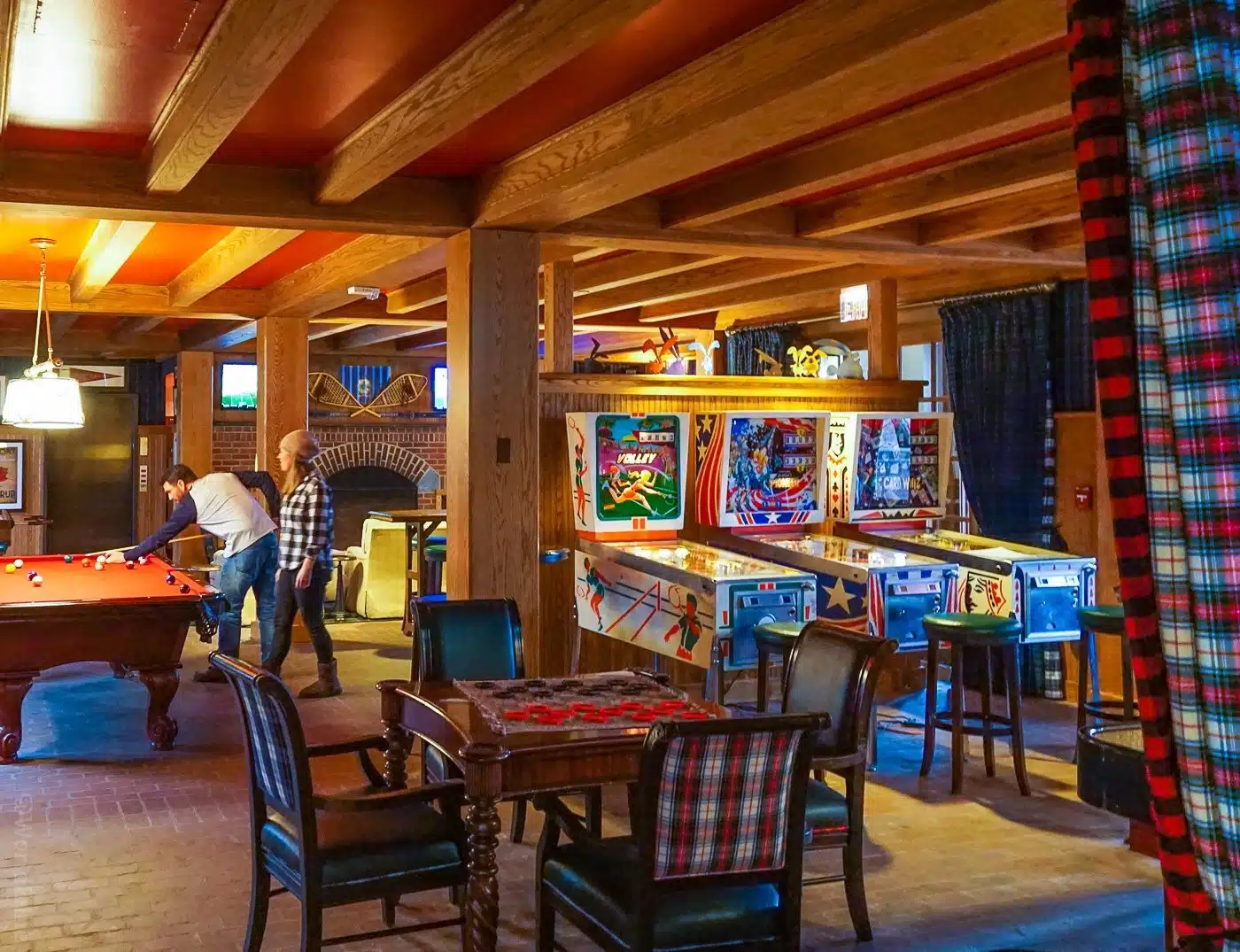 The cozy Game Room at the Woodstock Inn.