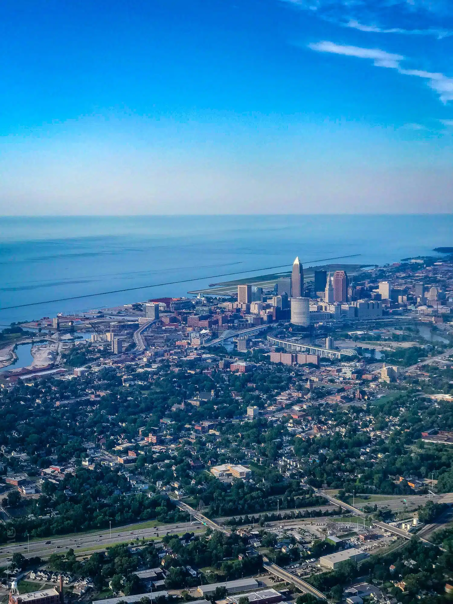 My plane coming into Cleveland, Ohio during a short trip.