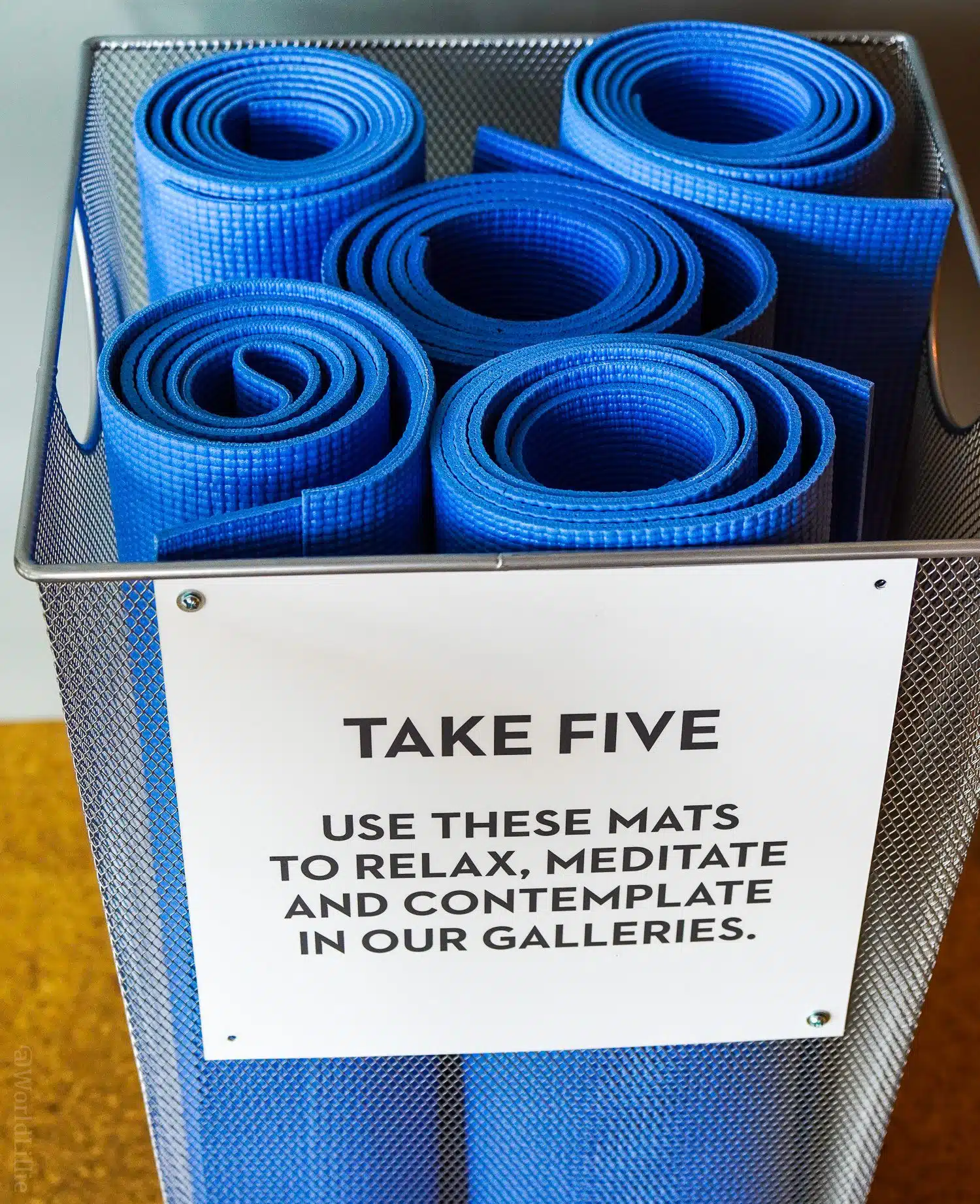 Yoga mats to relax in an art museum