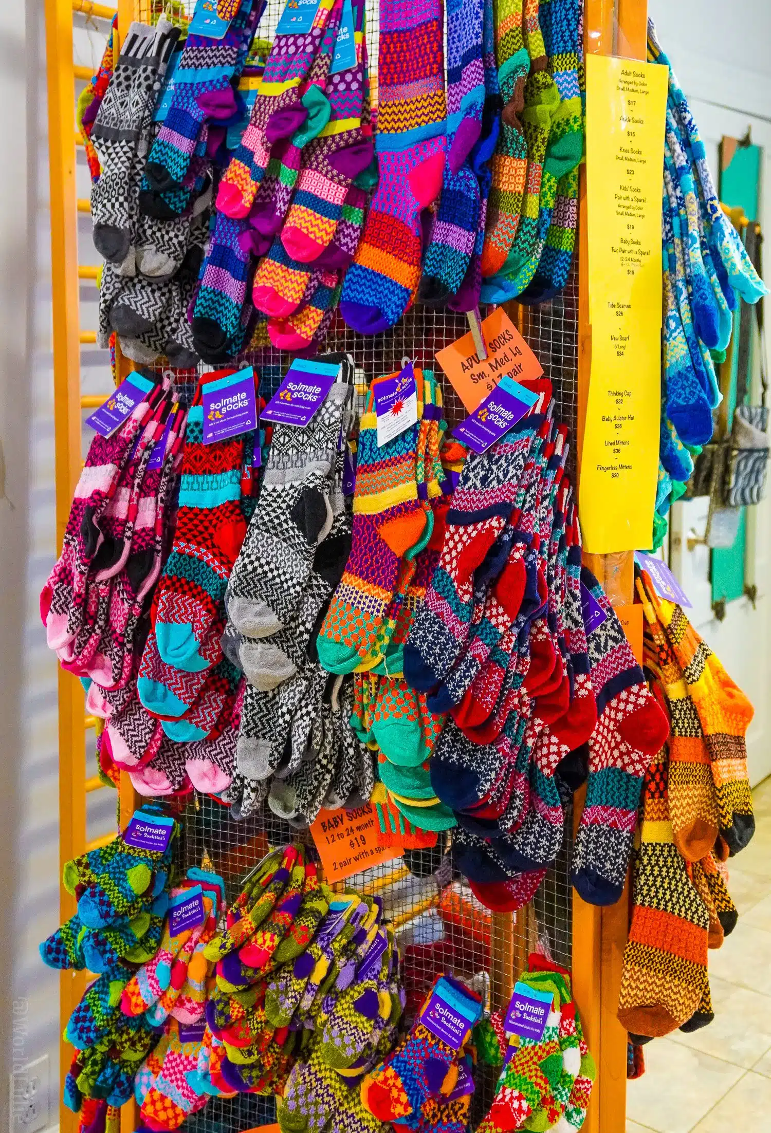 These bright socks are a Main Exhibit best-seller.