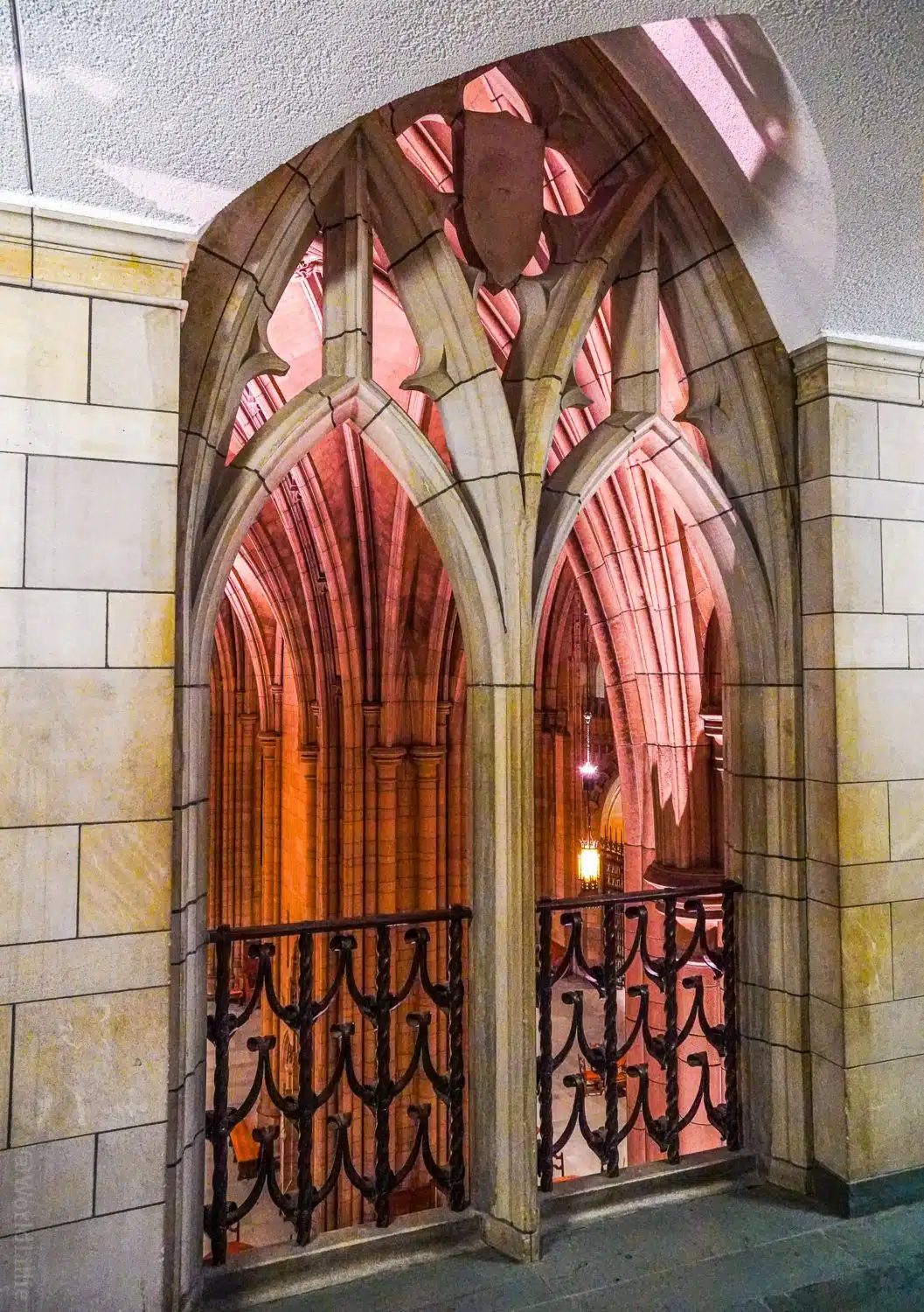 One of the upper balconies in the Cathedral of Learning.