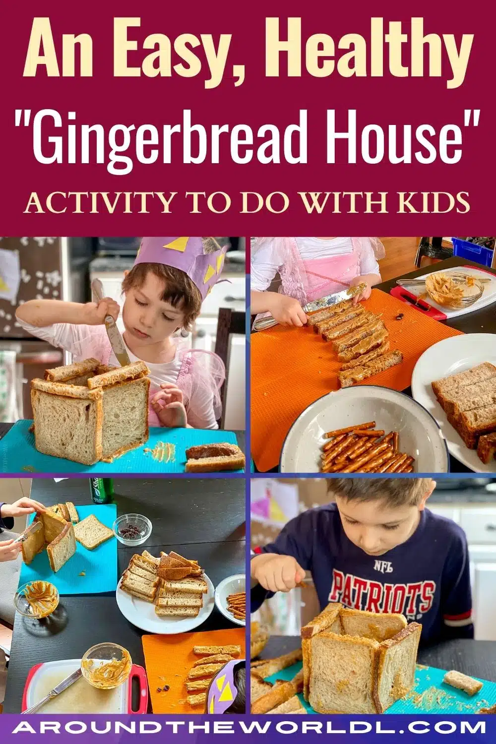 Easy healthy gingerbread house building activity for kids
