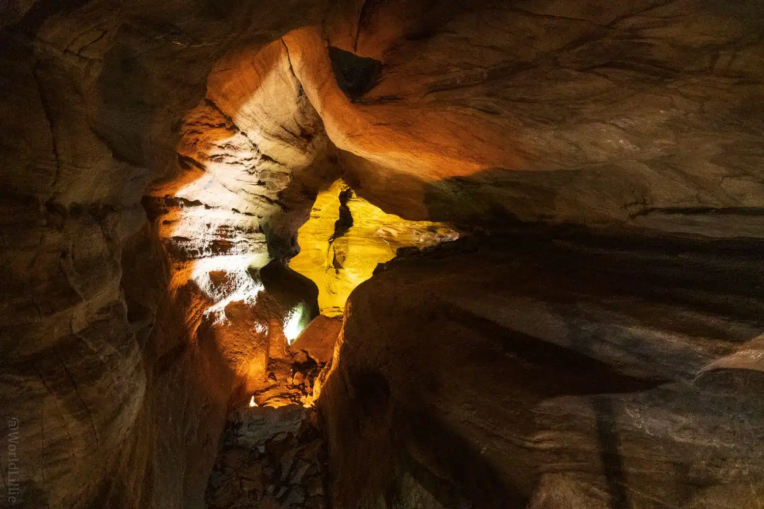 I love the light in this cave photo.