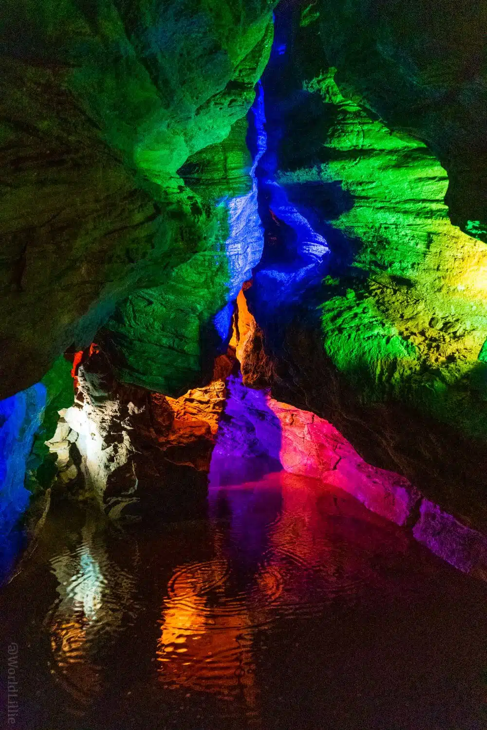 Laurel Caverns: lit with beautiful colored lights!