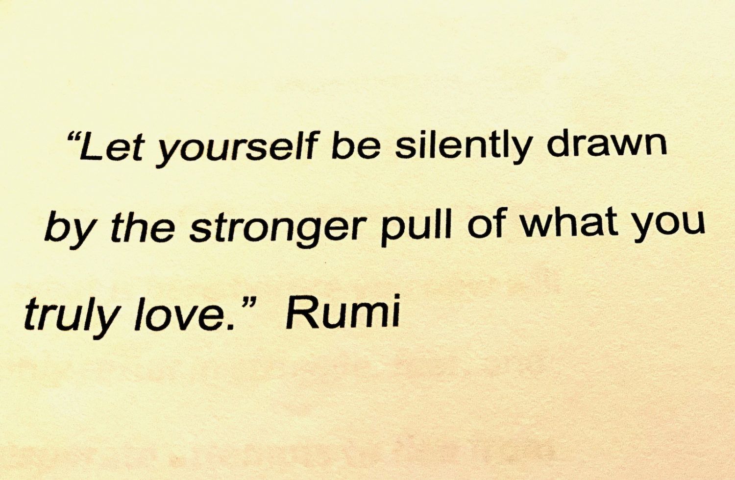 "Let yourself be silently drawing by the stronger pull of what you truly love." - Rumi