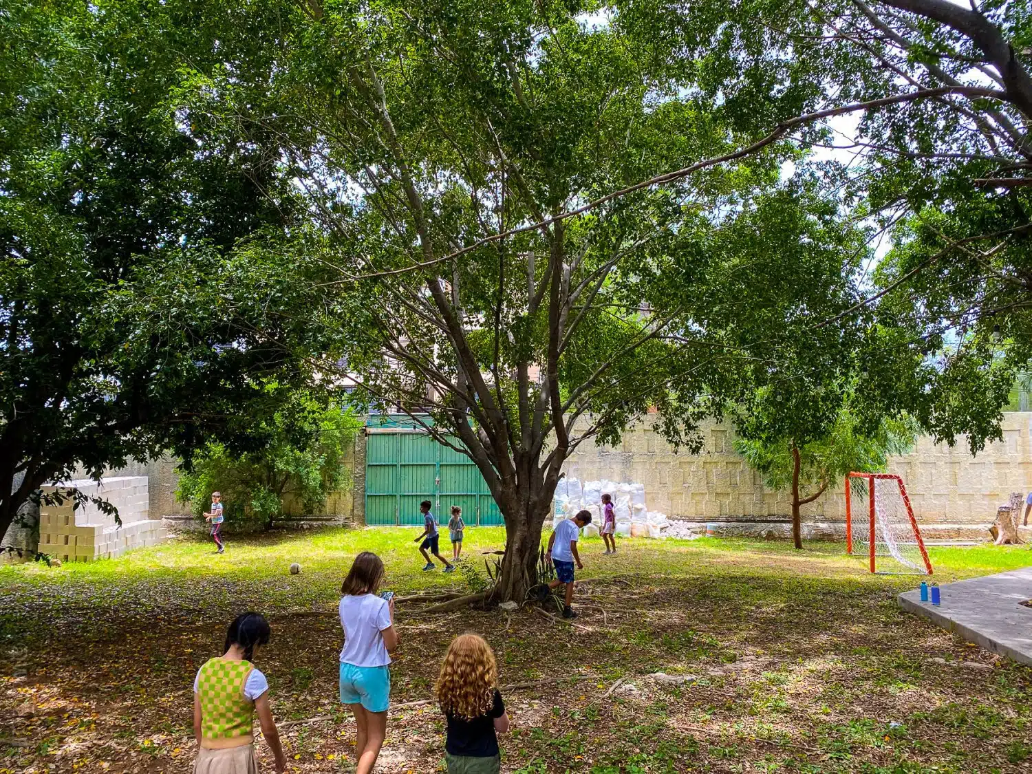 The yard at Habla, with happy Spanish-learning kids playing.