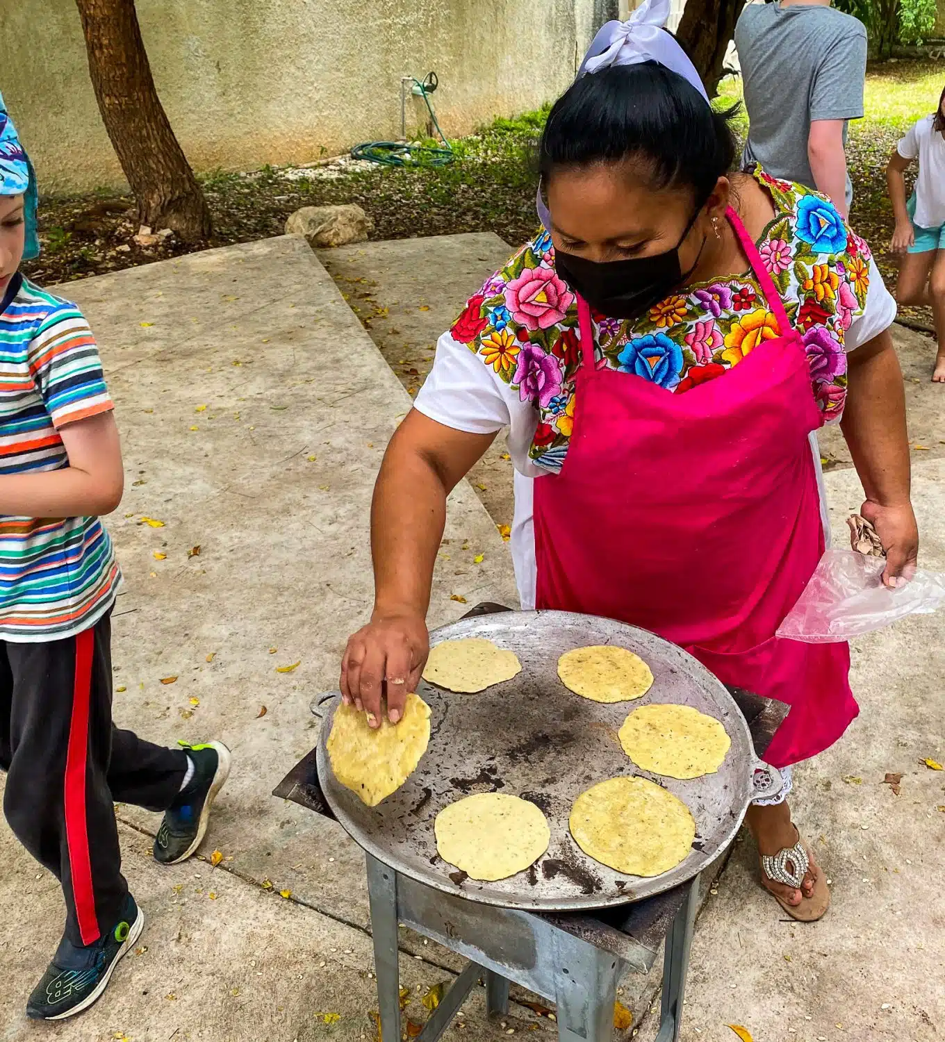 The wonderful chef, Karla, demonstrating how to make tortillas.