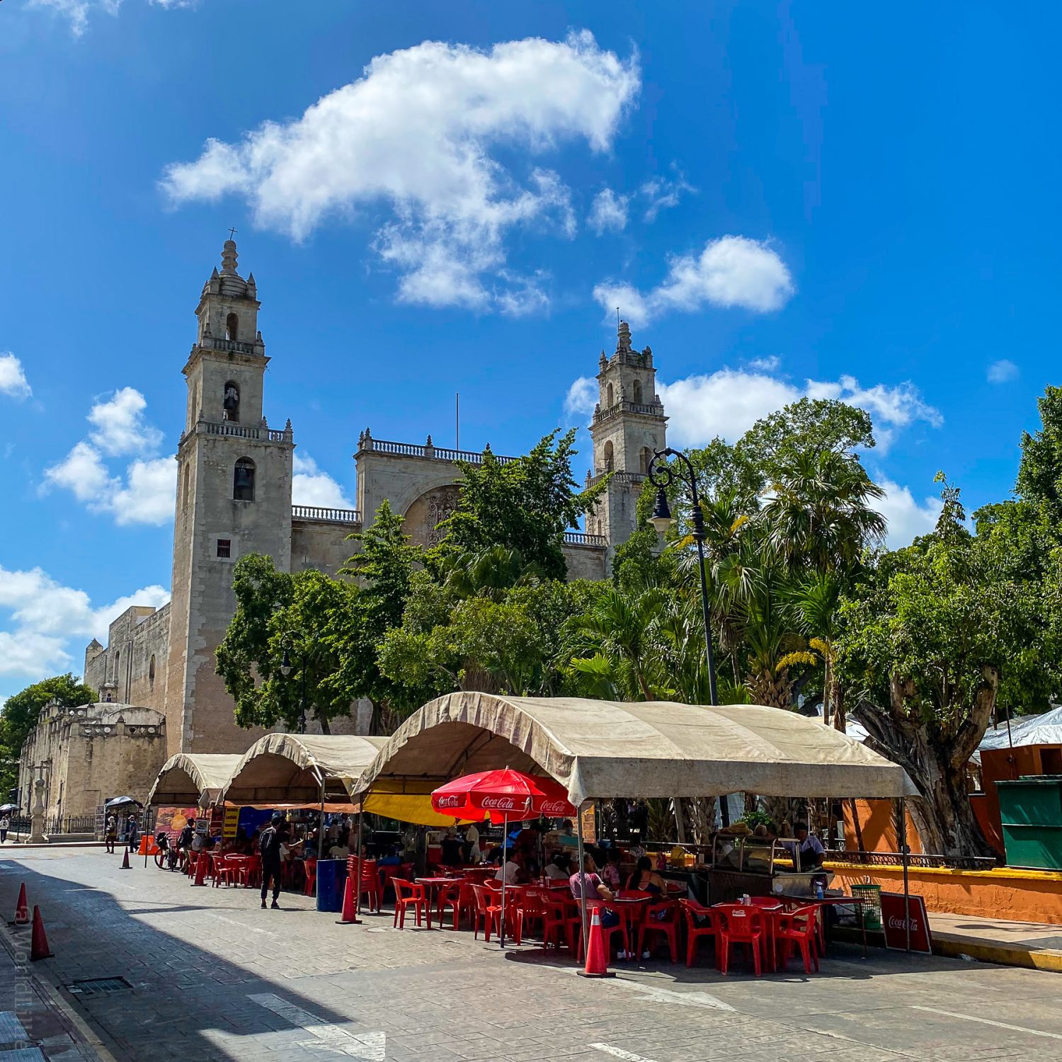 The Centro of Merida, where many food stalls and restaurants are.