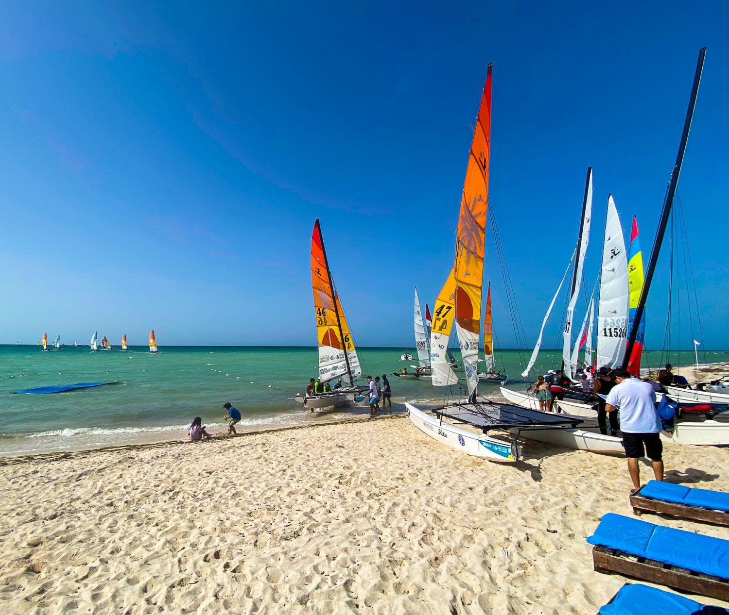 Sailboats began to land on the beach all around them!