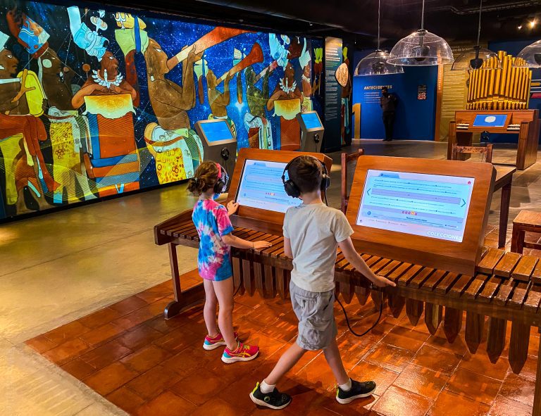 Interactive music computers at the Palacio de Musica.