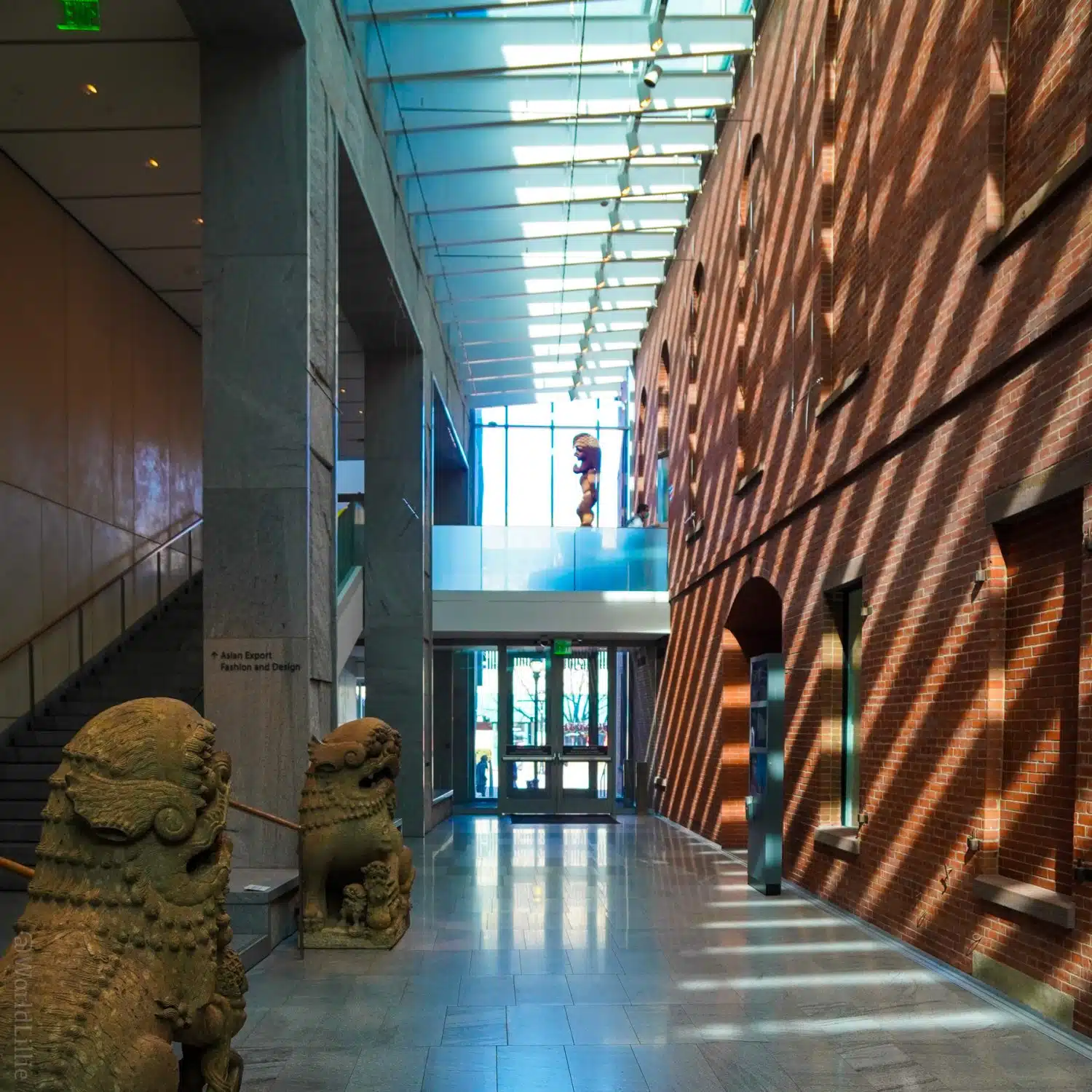 A walkway between two parts of the Peabody Essex Museum.