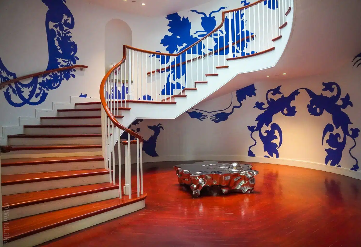 An ornate staircase at the Peabody Essex Museum.