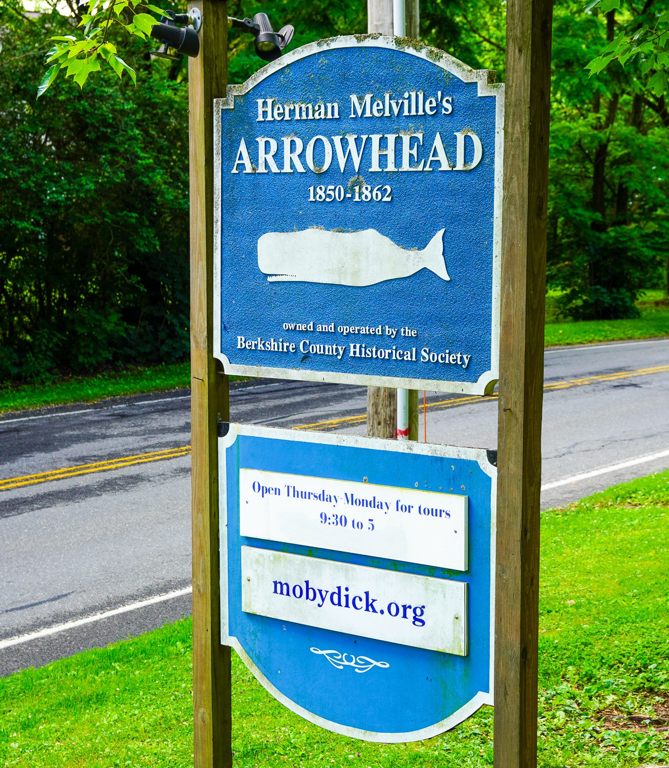 The entrance sign to Herman Melville's Arrowhead.