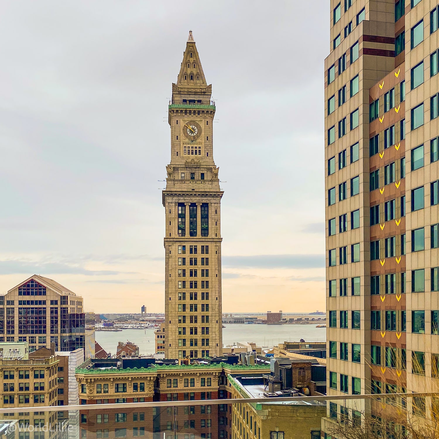 A view of the Custom House Tower from the roof deck.