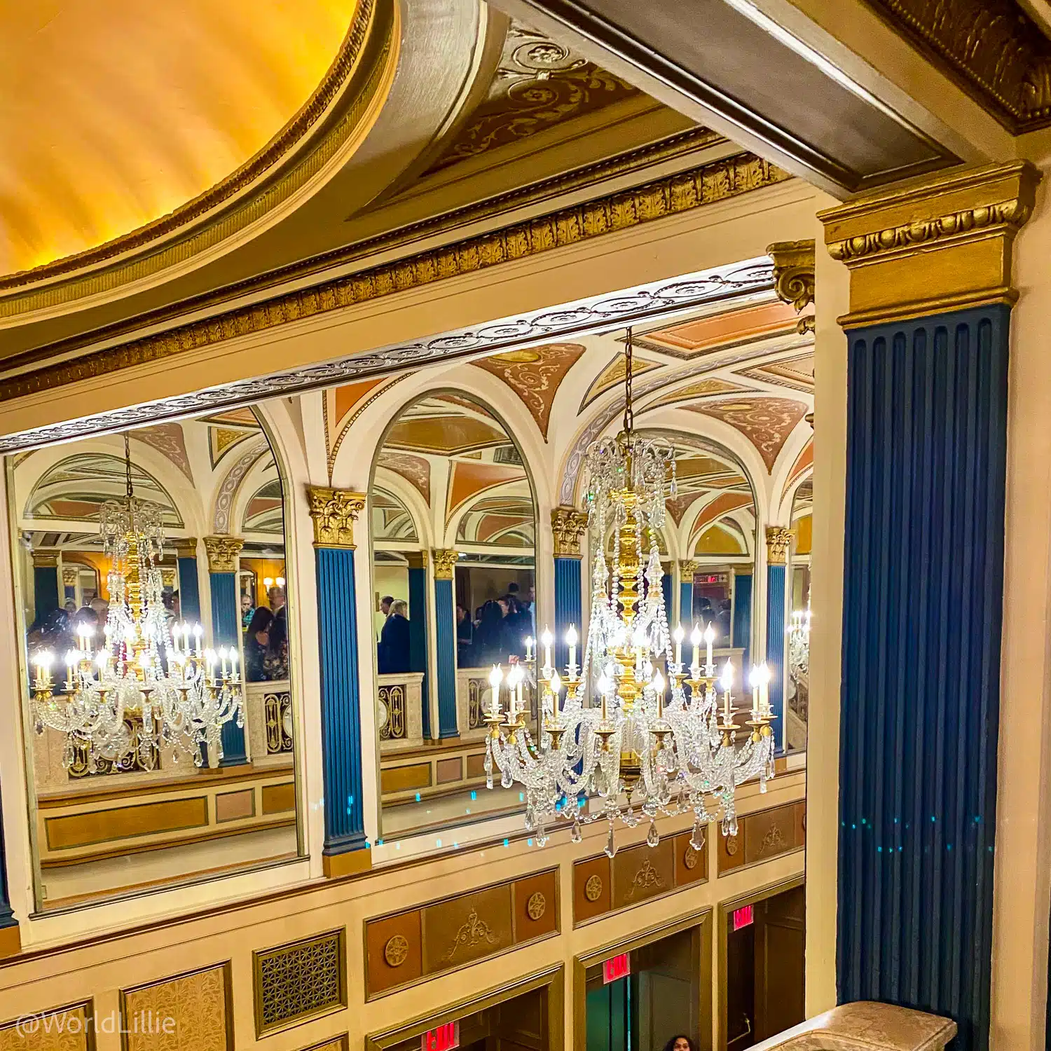 Two of many chandeliers at the beautiful Broadway Theatre.