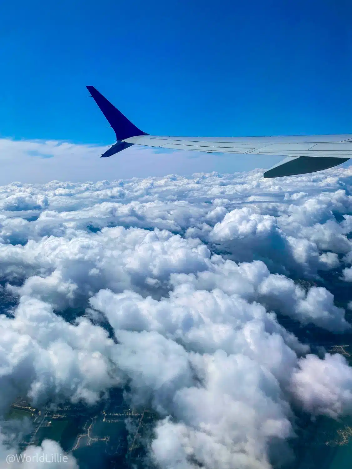 Flying to Colorado above the clouds.