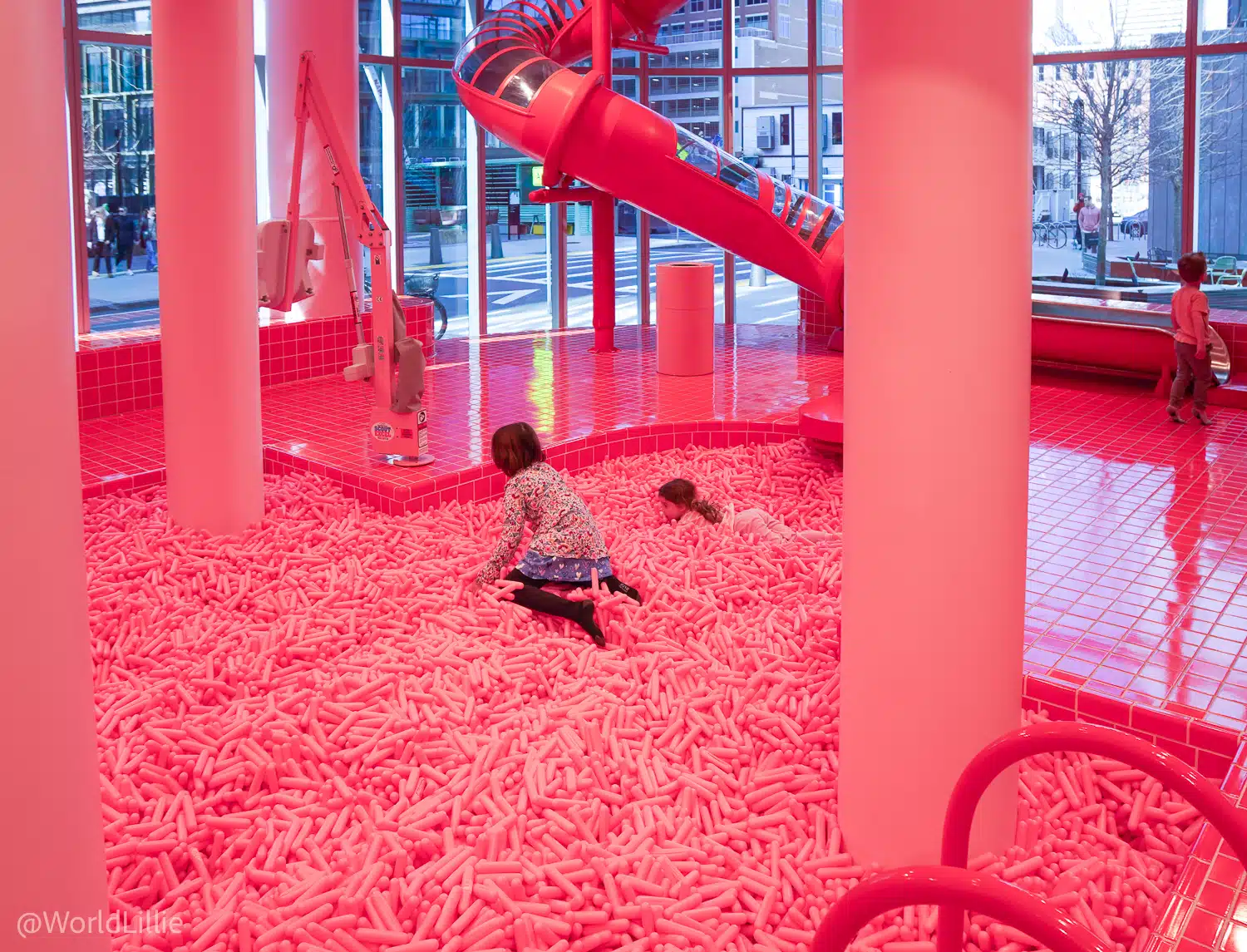 The slide and sprinkle pit at the Museum of Ice Cream, Boston.