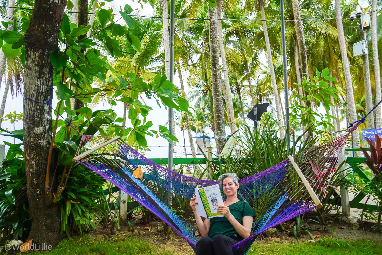 Me studying Spanish at Intercultura on one of their hammocks!