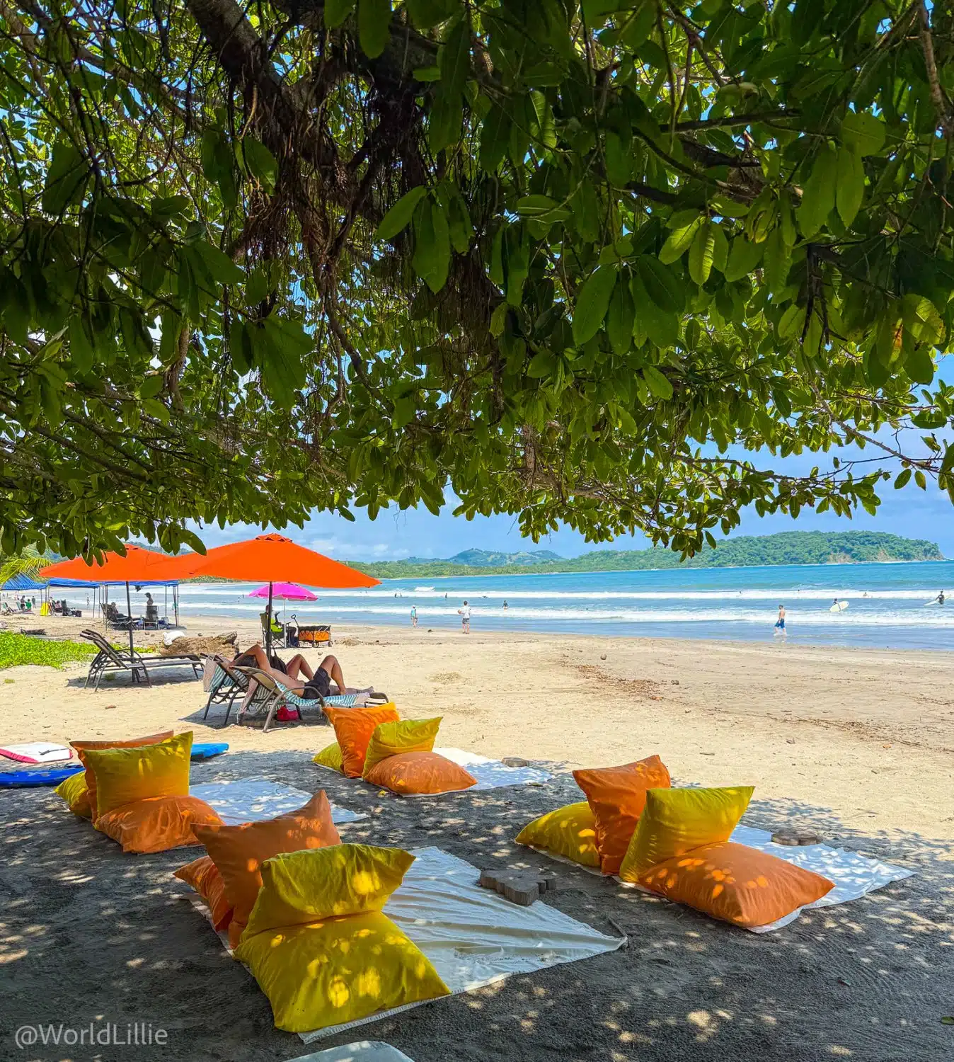 This fancy restaurant down the beach from Intercultura has luscious cushions to recline in front of the ocean.
